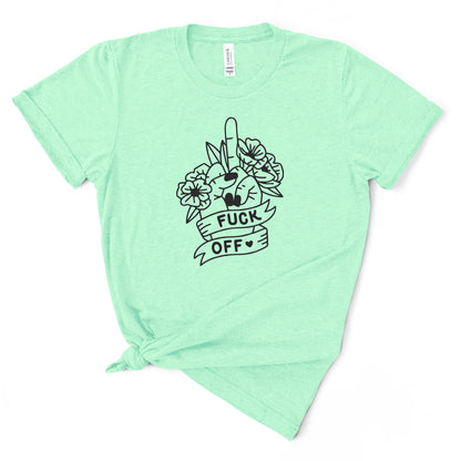 Fuck Off Floral Middle Finger TShirt