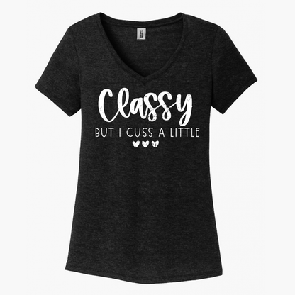 Classy But I Cuss A Little Women's V-Neck (Ladies Fit)