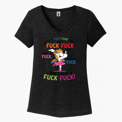 Fuck Fuck Here Unicorn Women's V-Neck (Ladies Fit)