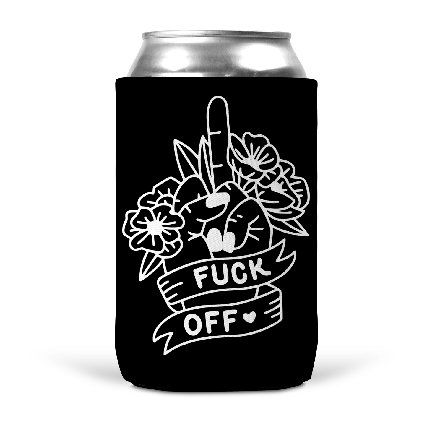Fuck Off Middle Finger Floral Koozie