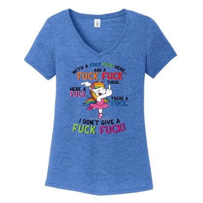 Fuck Fuck Here Unicorn Women's V-Neck (Ladies Fit)