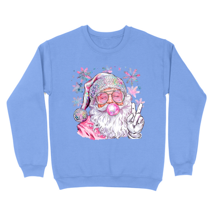 Pink Bubble Gum Santa Crewneck