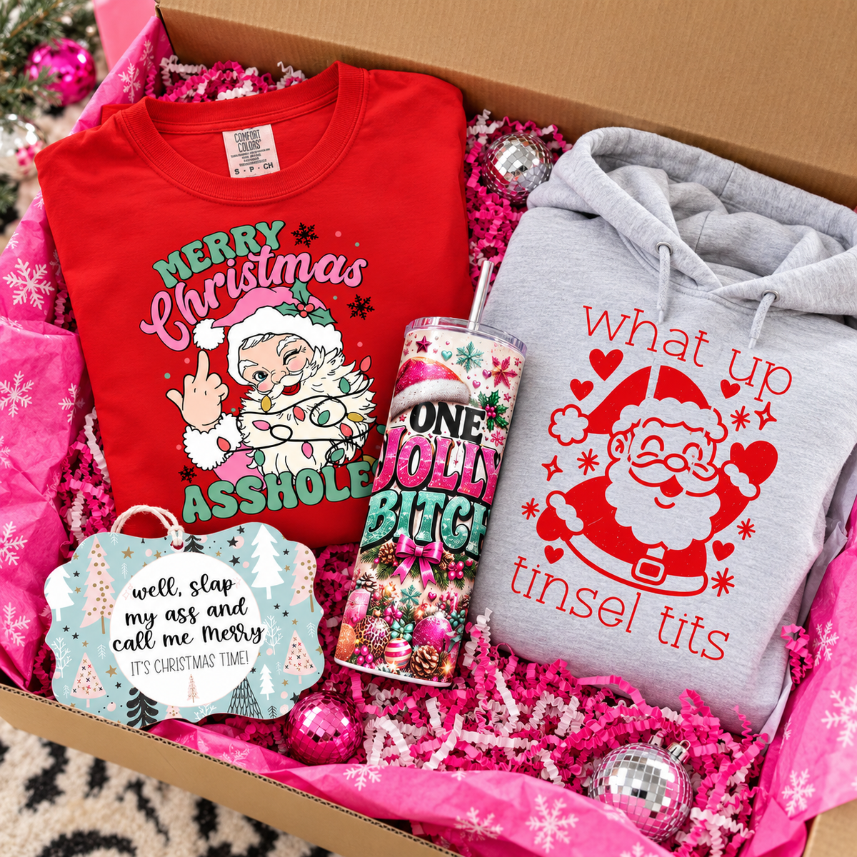 CHRISTMAS Mystery Bitch Box - 2 Shirts + 1 Tumbler + 1 Ornament
