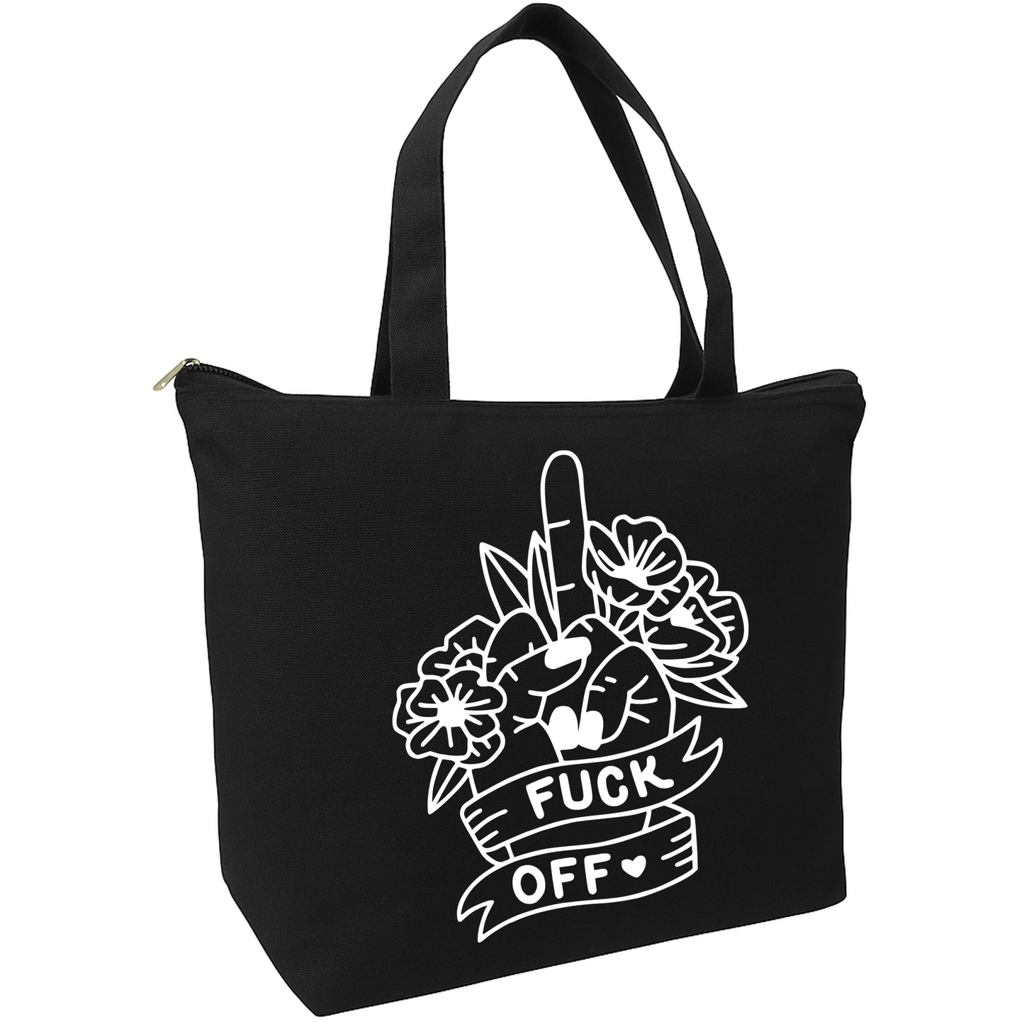 Fuck Off Floral Zippered Tote Bag