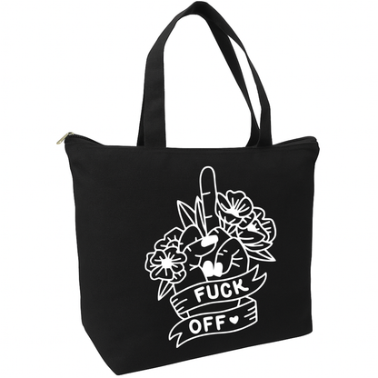 Fuck Off Floral Zippered Tote Bag