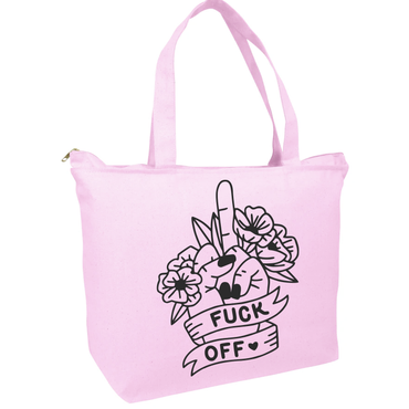 Fuck Off Floral Zippered Tote Bag