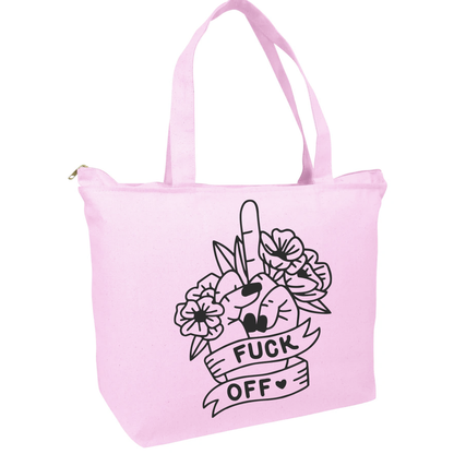 Fuck Off Floral Zippered Tote Bag