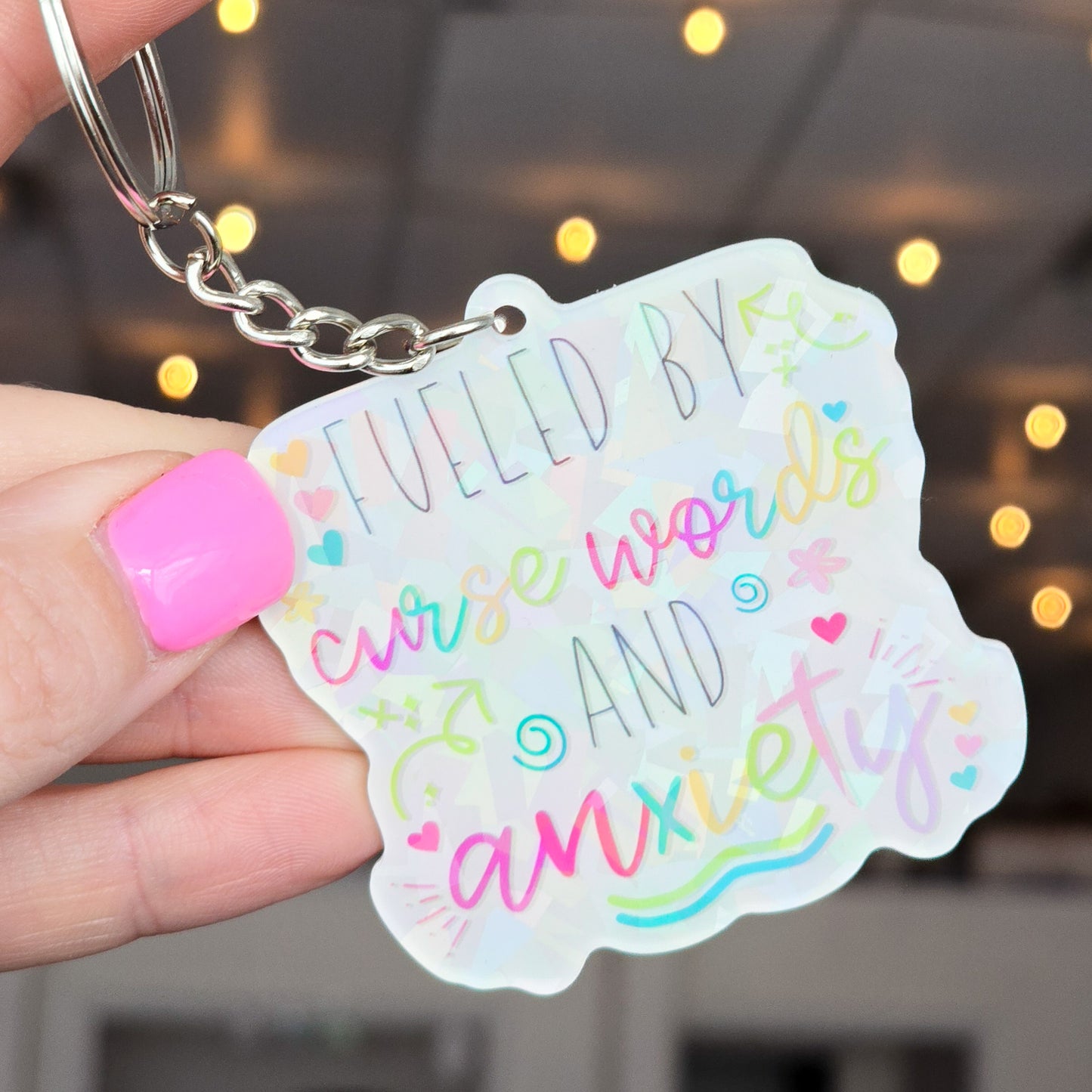 Fueled By Anxiety And Curse Words Acrylic Keychain