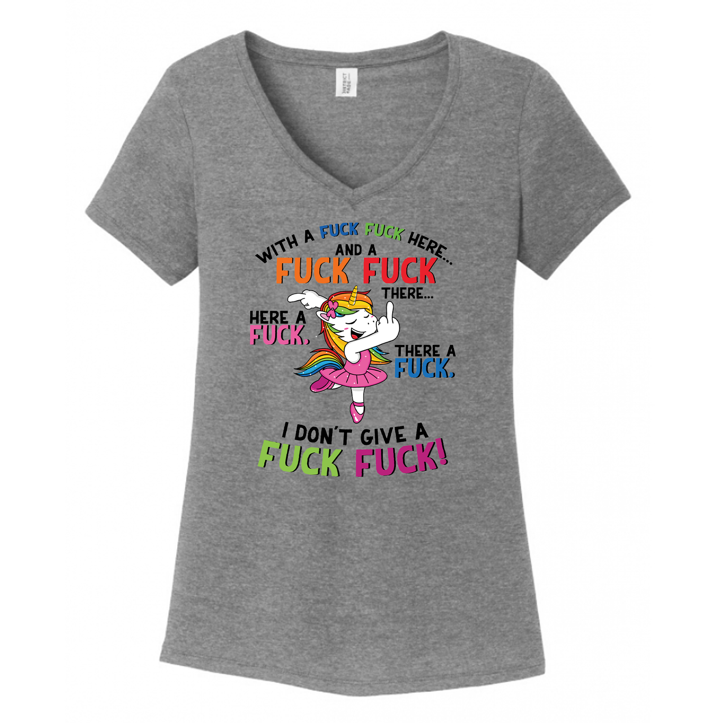 Fuck Fuck Here Unicorn Women's V-Neck (Ladies Fit)