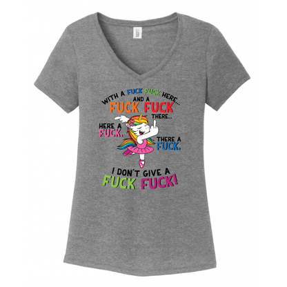 Fuck Fuck Here Unicorn Women's V-Neck (Ladies Fit)