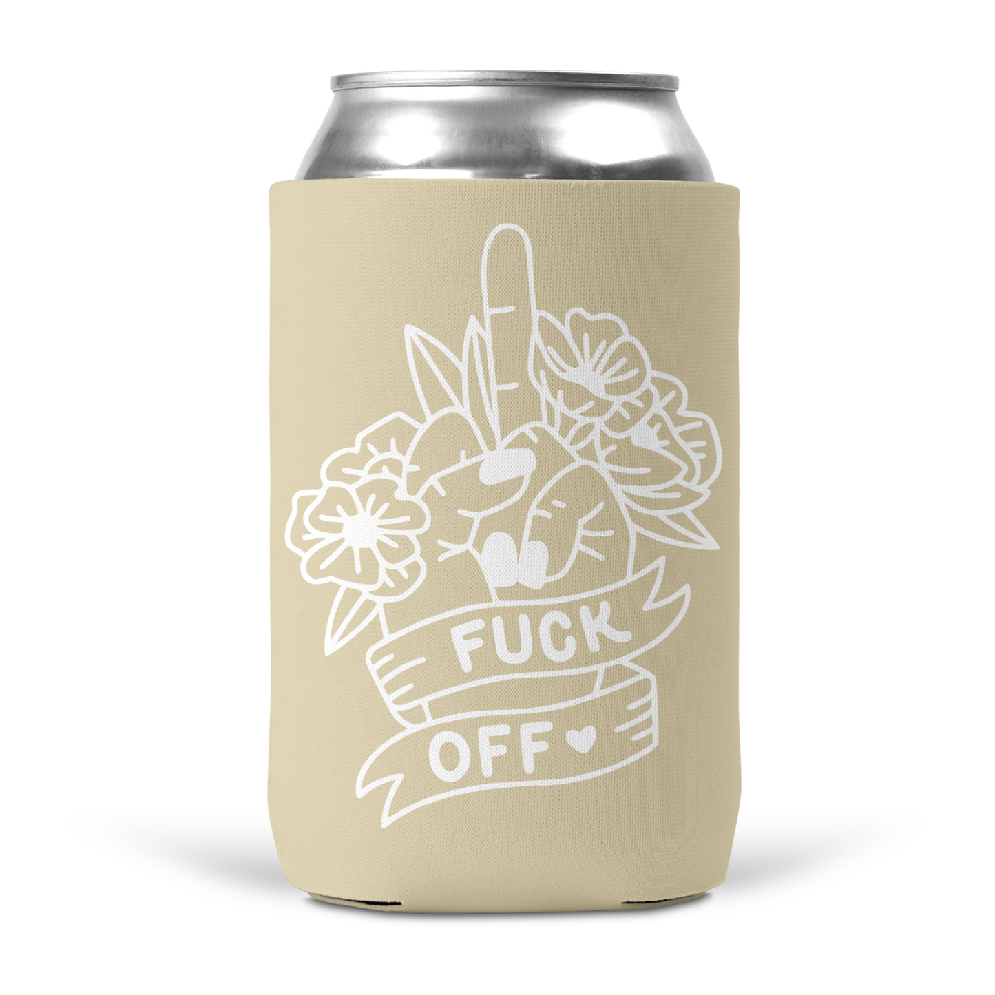 Fuck Off Middle Finger Floral Koozie