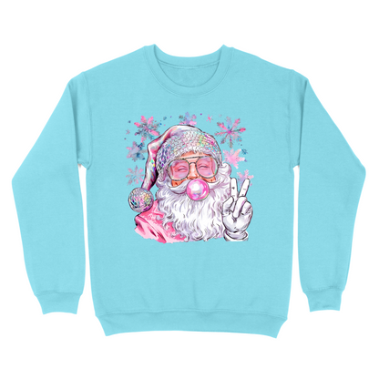 Pink Bubble Gum Santa Crewneck