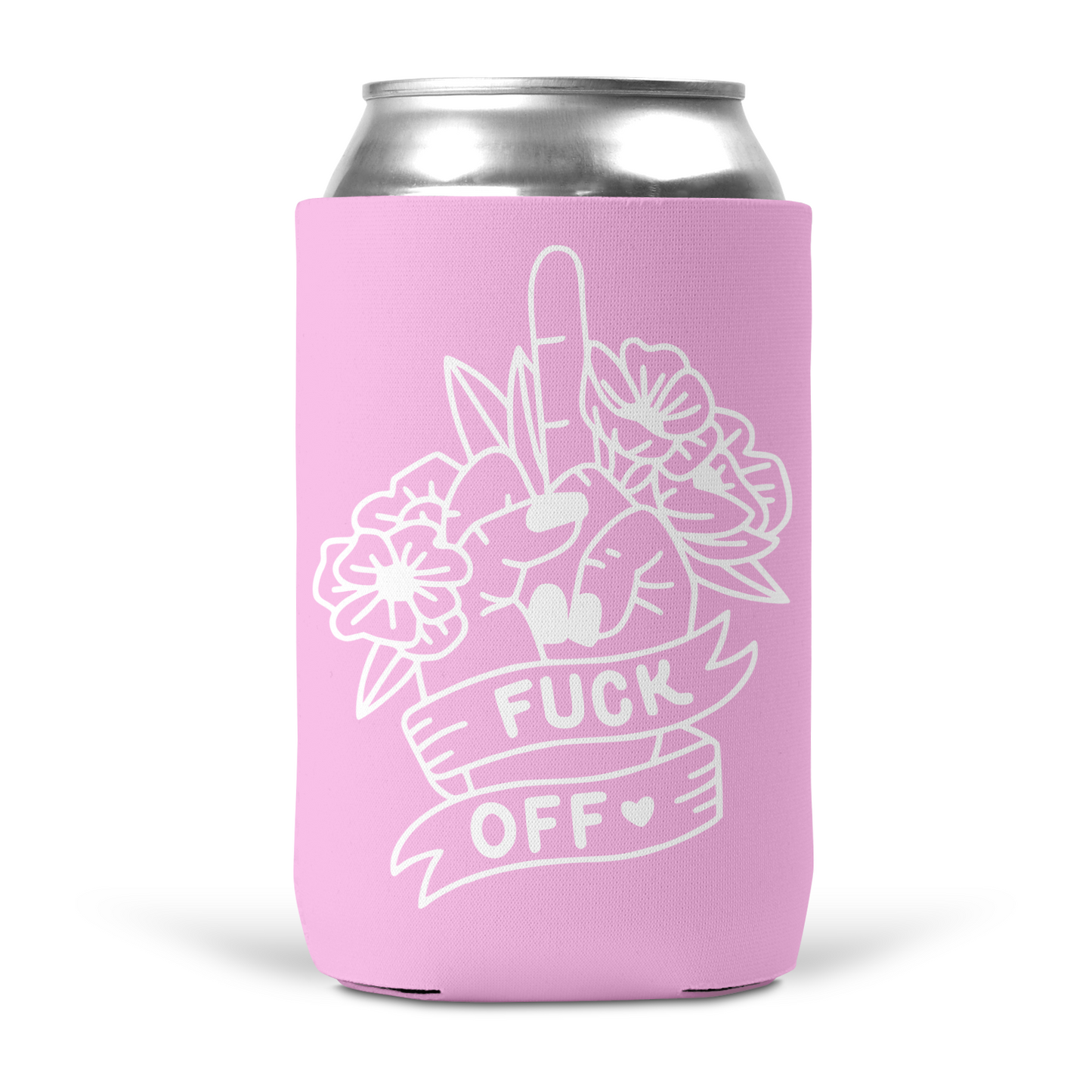 Fuck Off Middle Finger Floral Koozie