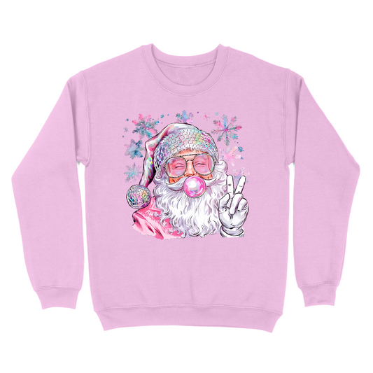 Pink Bubble Gum Santa Crewneck