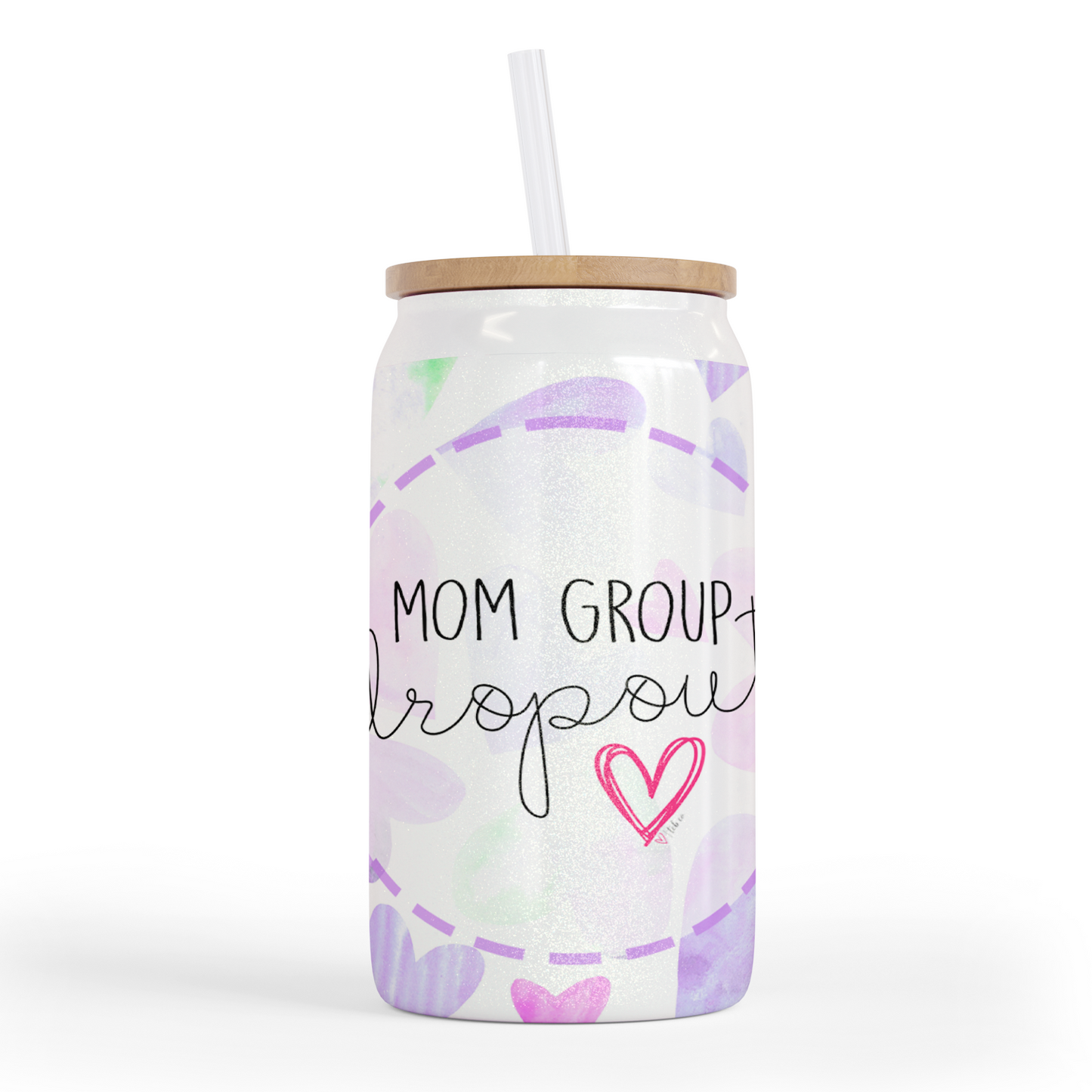 Mom Group Dropout 16 Oz Shimmer Glass Jar