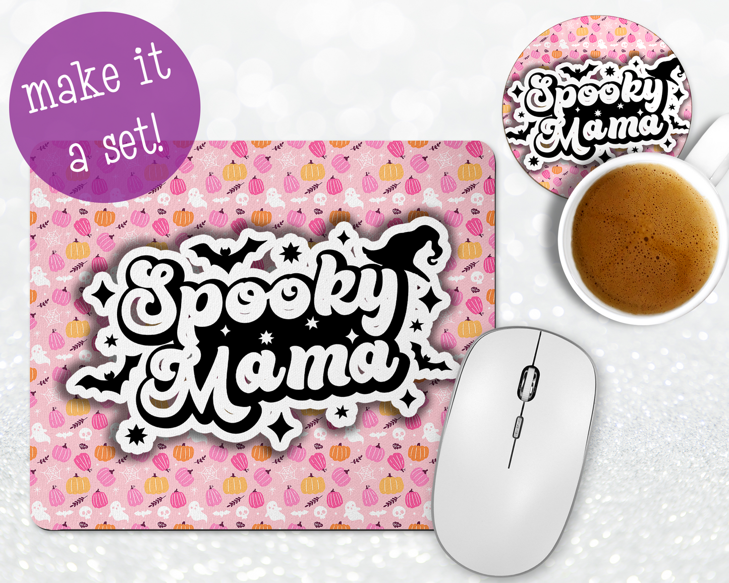 Spooky Mama Mousepad & Coaster Set