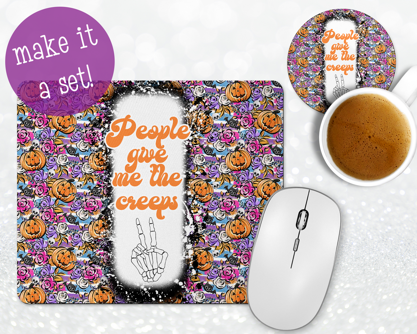 People Give Me The Creeps Mousepad & Coaster Set