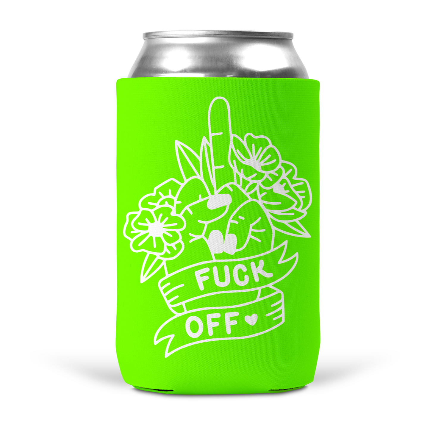 Fuck Off Middle Finger Floral Koozie