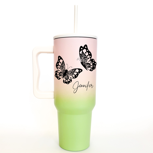 Personalized Butterfly Ombre 40 Oz Tumbler