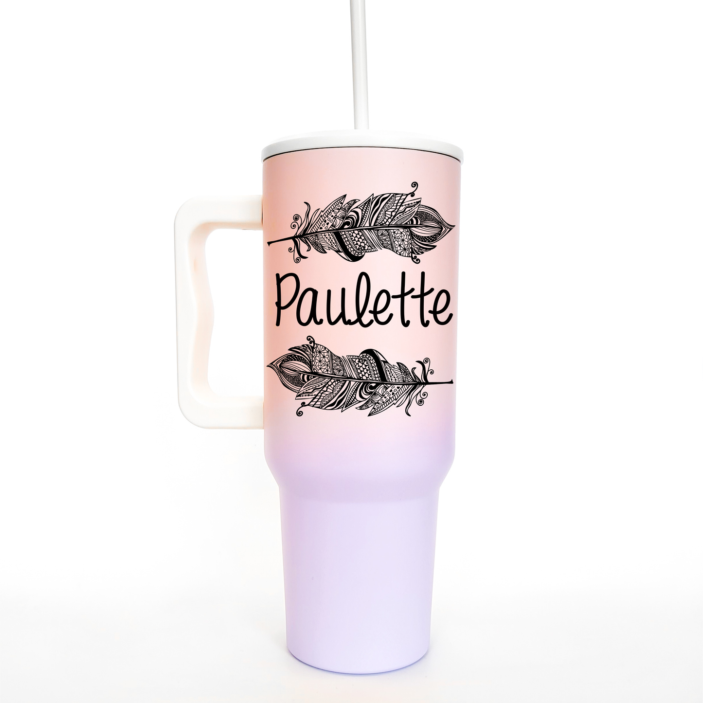 Personalized Feather Ombre 40 Oz Tumbler