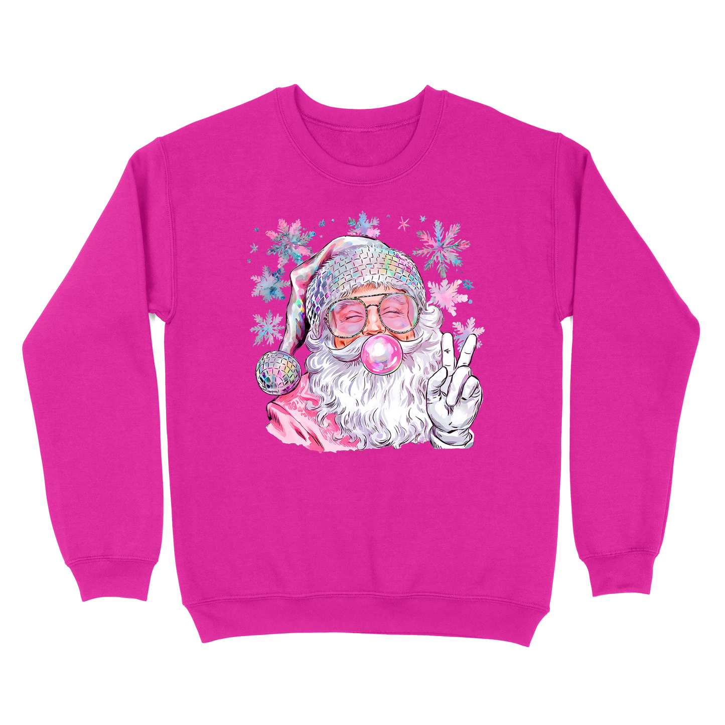 Pink Bubble Gum Santa Crewneck