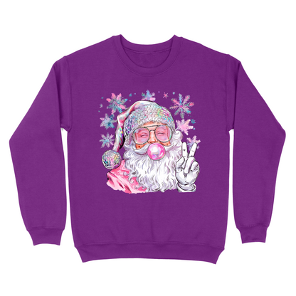 Pink Bubble Gum Santa Crewneck