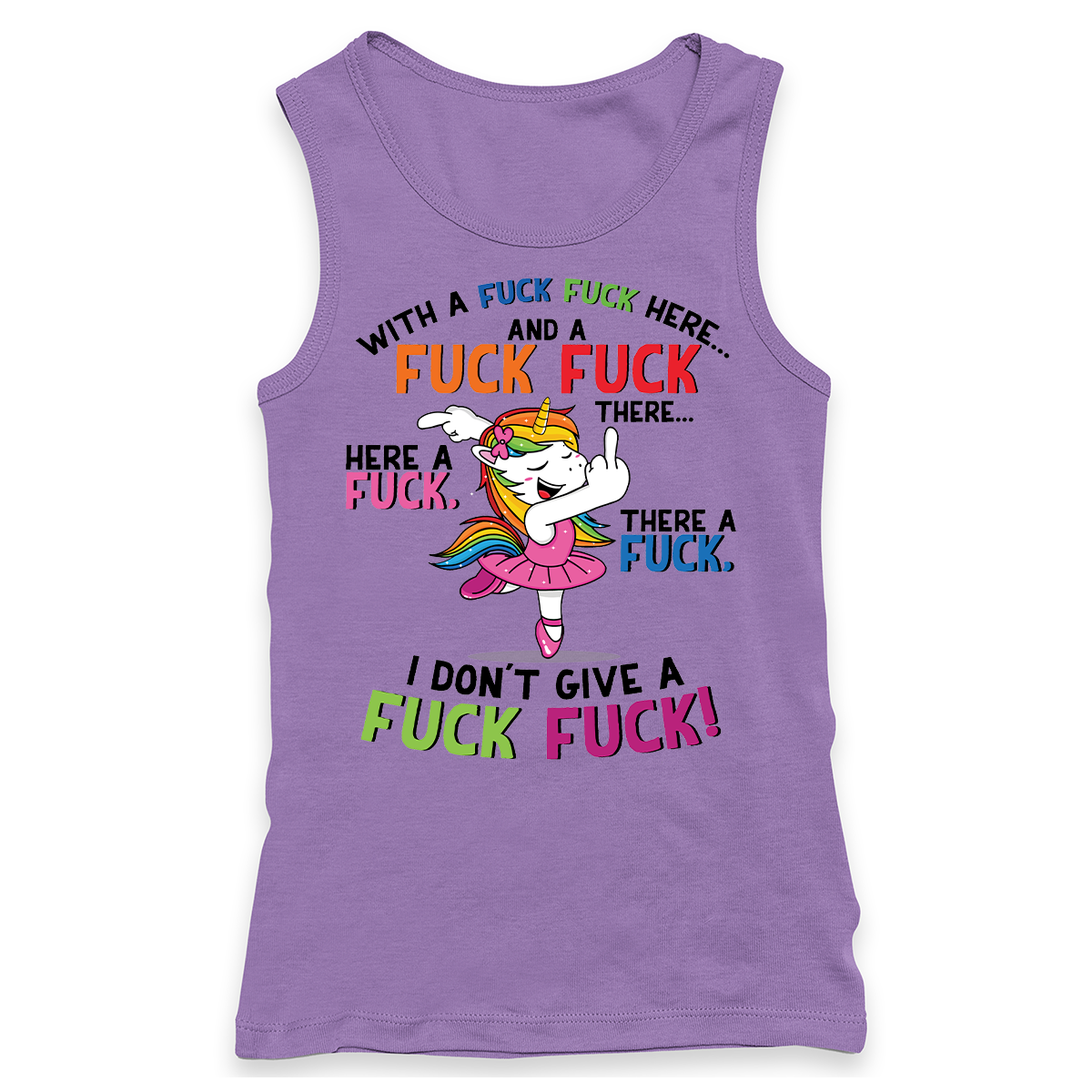Fuck Fuck Here Unicorn Racerback Tank
