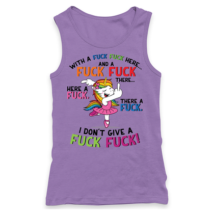 Fuck Fuck Here Unicorn Racerback Tank