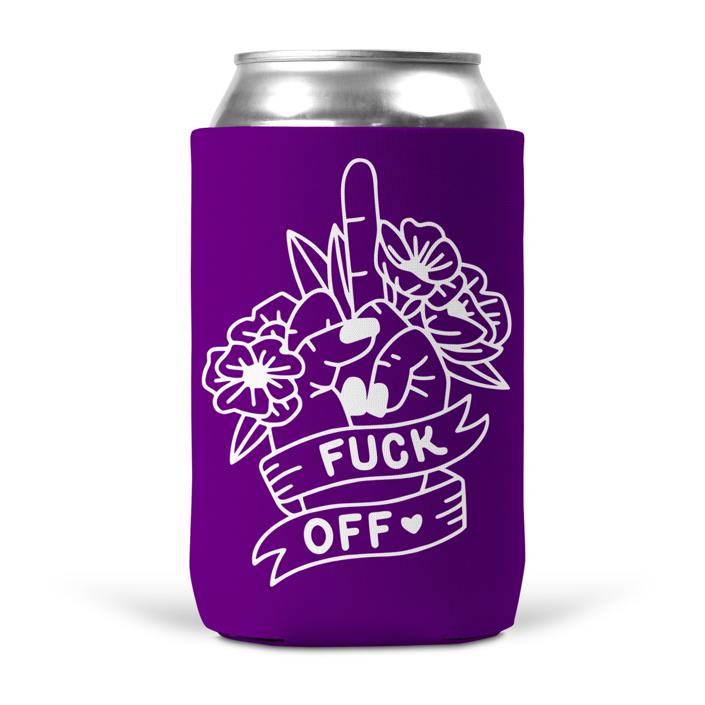 Fuck Off Middle Finger Floral Koozie