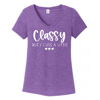 Classy But I Cuss A Little Women's V-Neck (Ladies Fit)