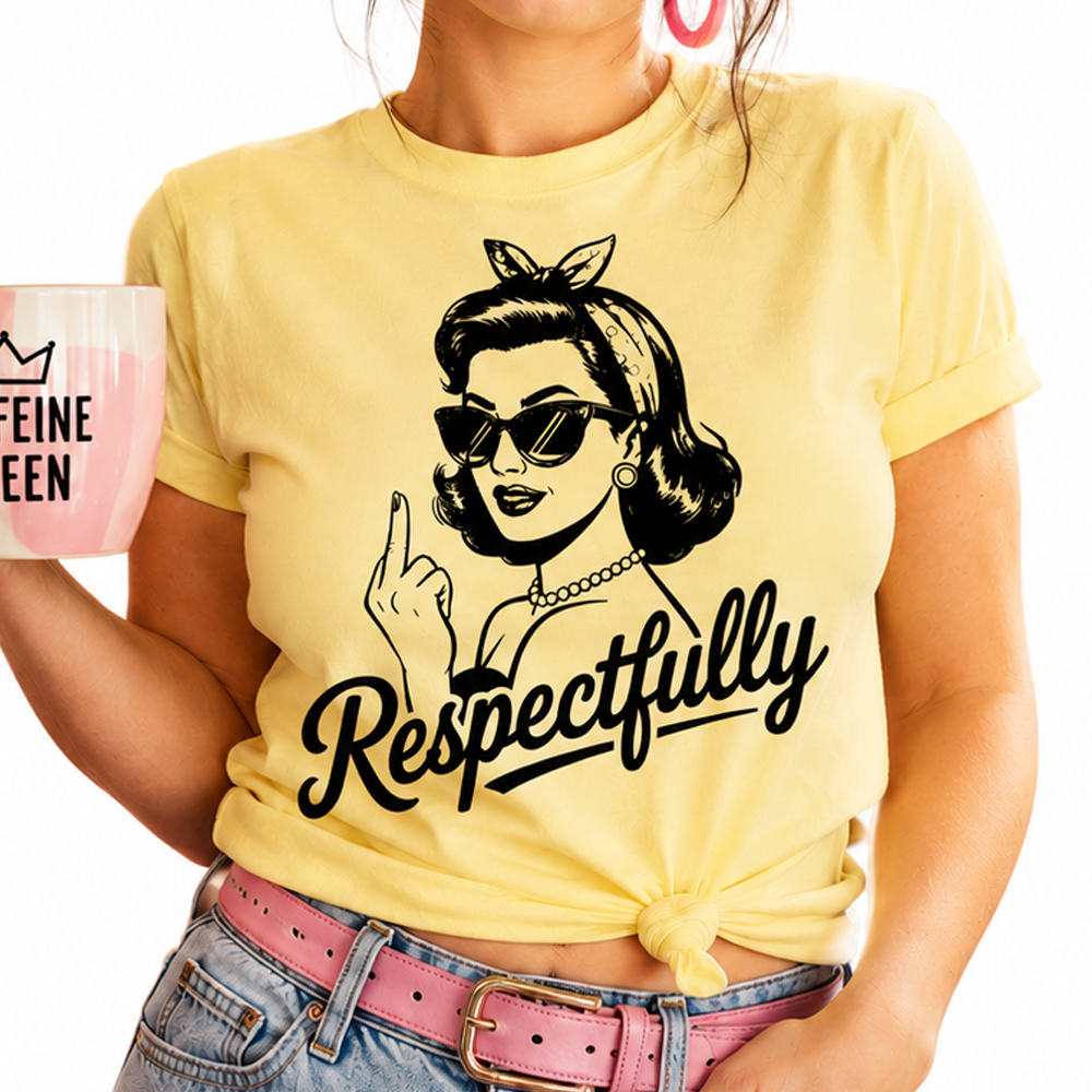 Respectfully Middle Finger Pin-Up Girl TShirt
