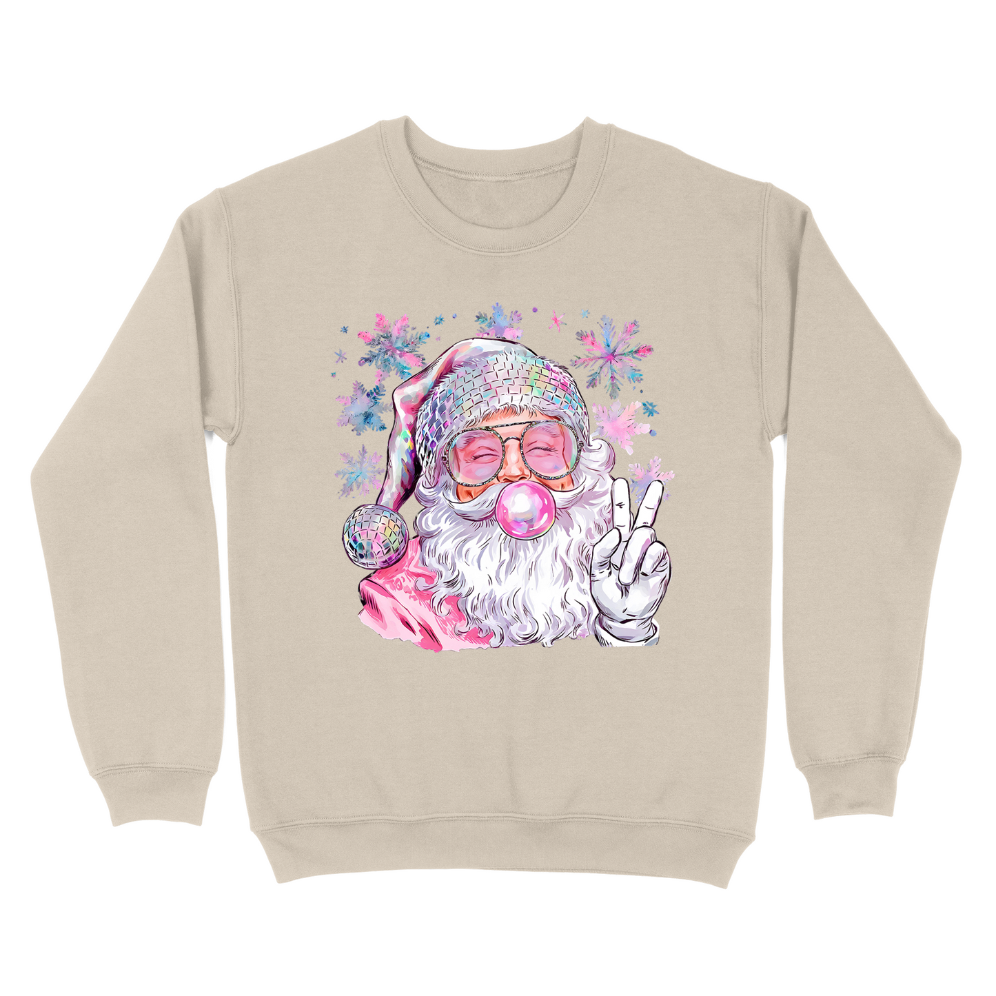 Pink Bubble Gum Santa Crewneck