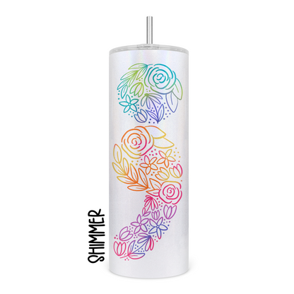 Floral Semicolon Skinny Tumbler