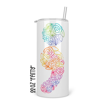 Floral Semicolon Skinny Tumbler