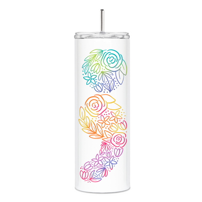 Floral Semicolon Skinny Tumbler