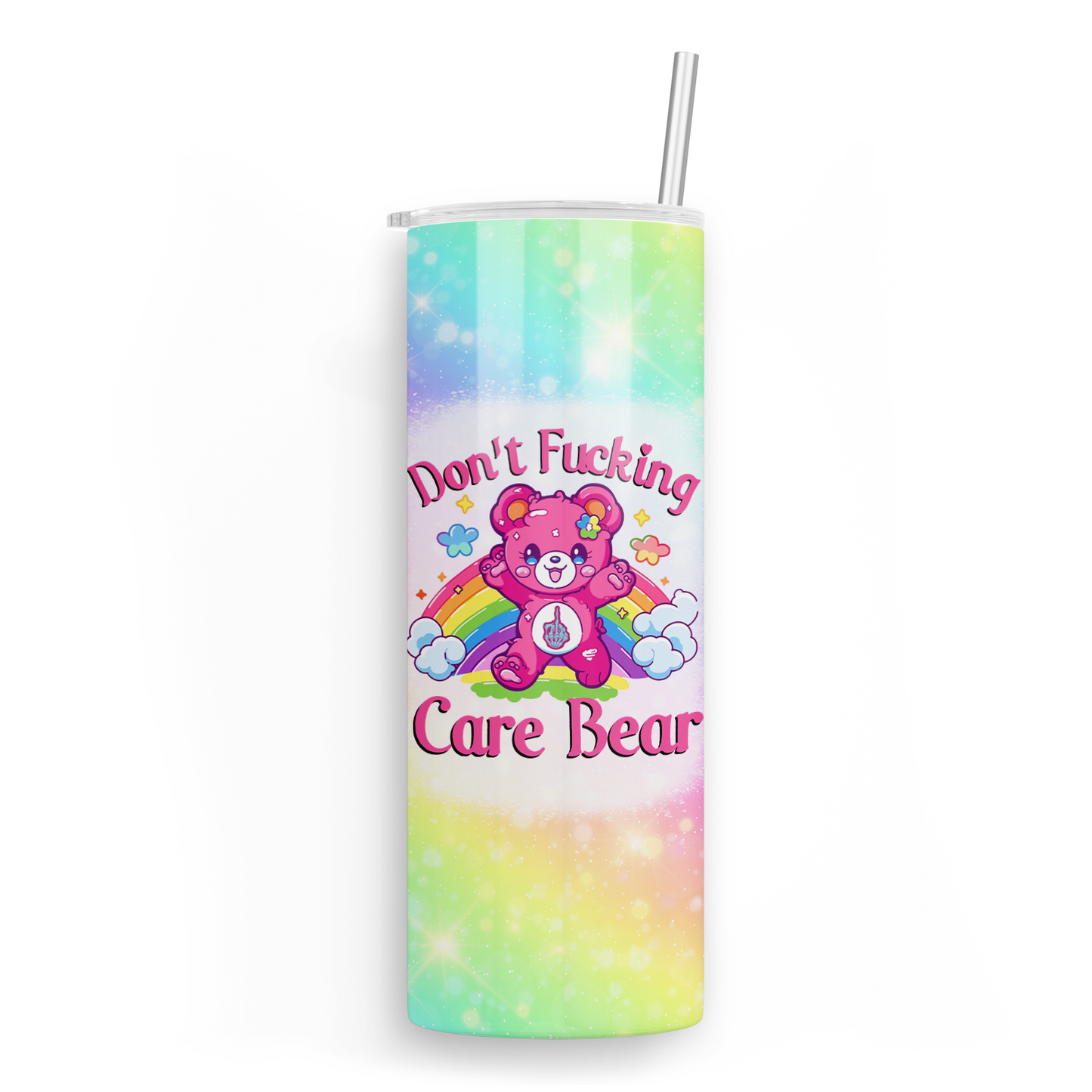 Don't Fucking Care Bear Skinny Tumbler