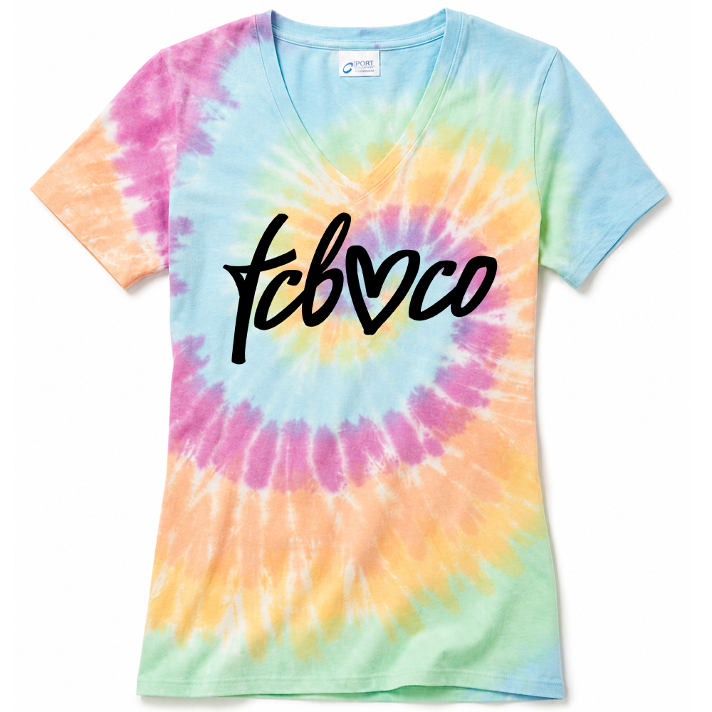 TCBCO Logo Tie Dye V-Neck (Ladies Fit)