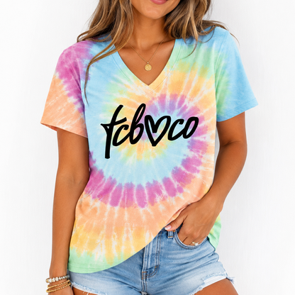 TCBCO Logo Tie Dye V-Neck (Ladies Fit)