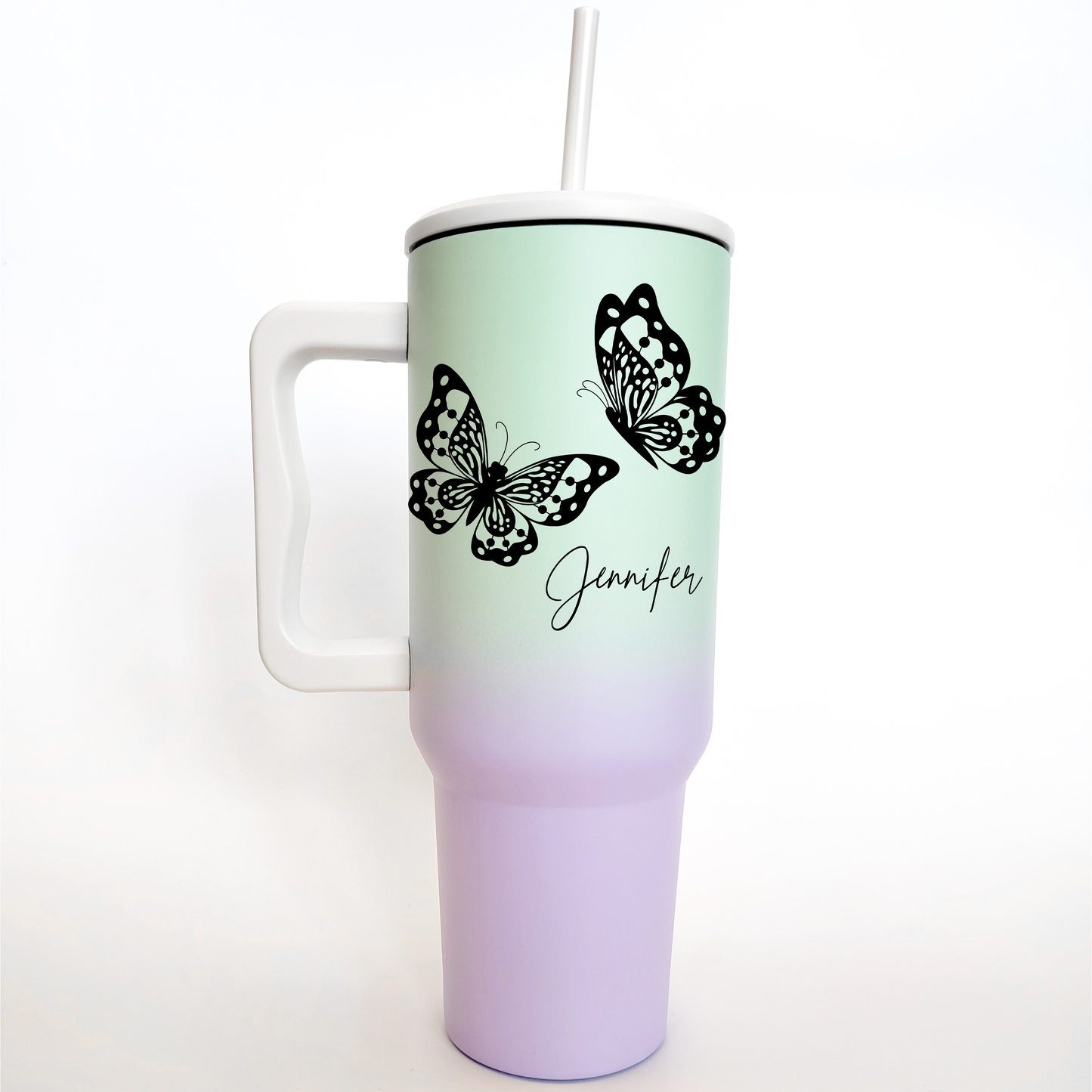 Butterflies 20oz Skinny tumbler with straw Printed With Permanent Ink. Add  name