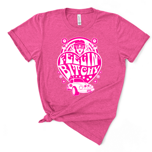 Feelin' Bitchy Neon Pink Print TShirt