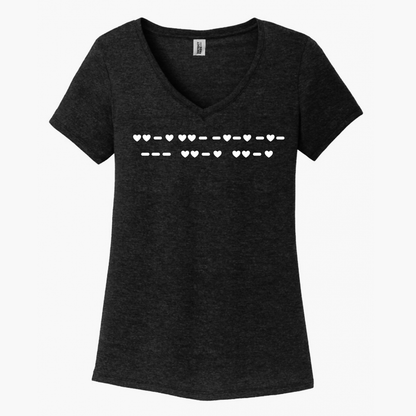 Fuck Off Morse Code (Hearts) Women's V-Neck (Ladies Fit)