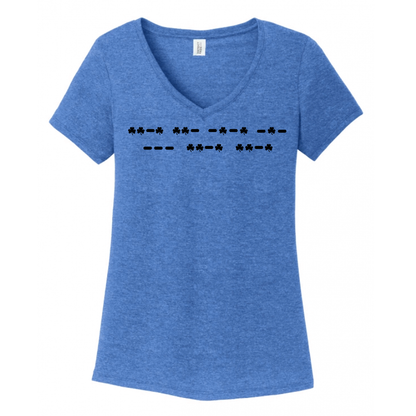 Fuck Off Morse Code (Shamrock) Women's V-Neck (Ladies Fit)