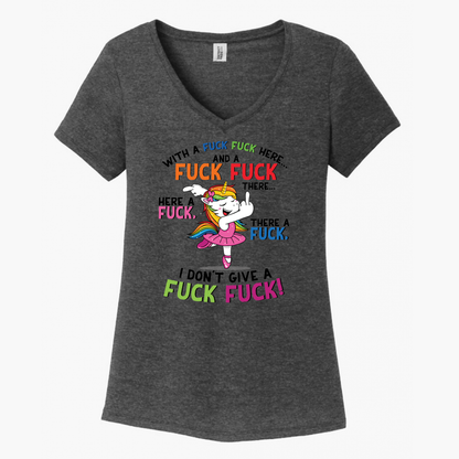 Fuck Fuck Here Unicorn Women's V-Neck (Ladies Fit)