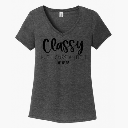 Classy But I Cuss A Little Women's V-Neck (Ladies Fit)