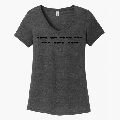 Fuck Off Morse Code (Shamrock) Women's V-Neck (Ladies Fit)