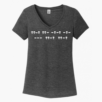 Fuck Off Morse Code (Skulls) Women's V-Neck (Ladies Fit)