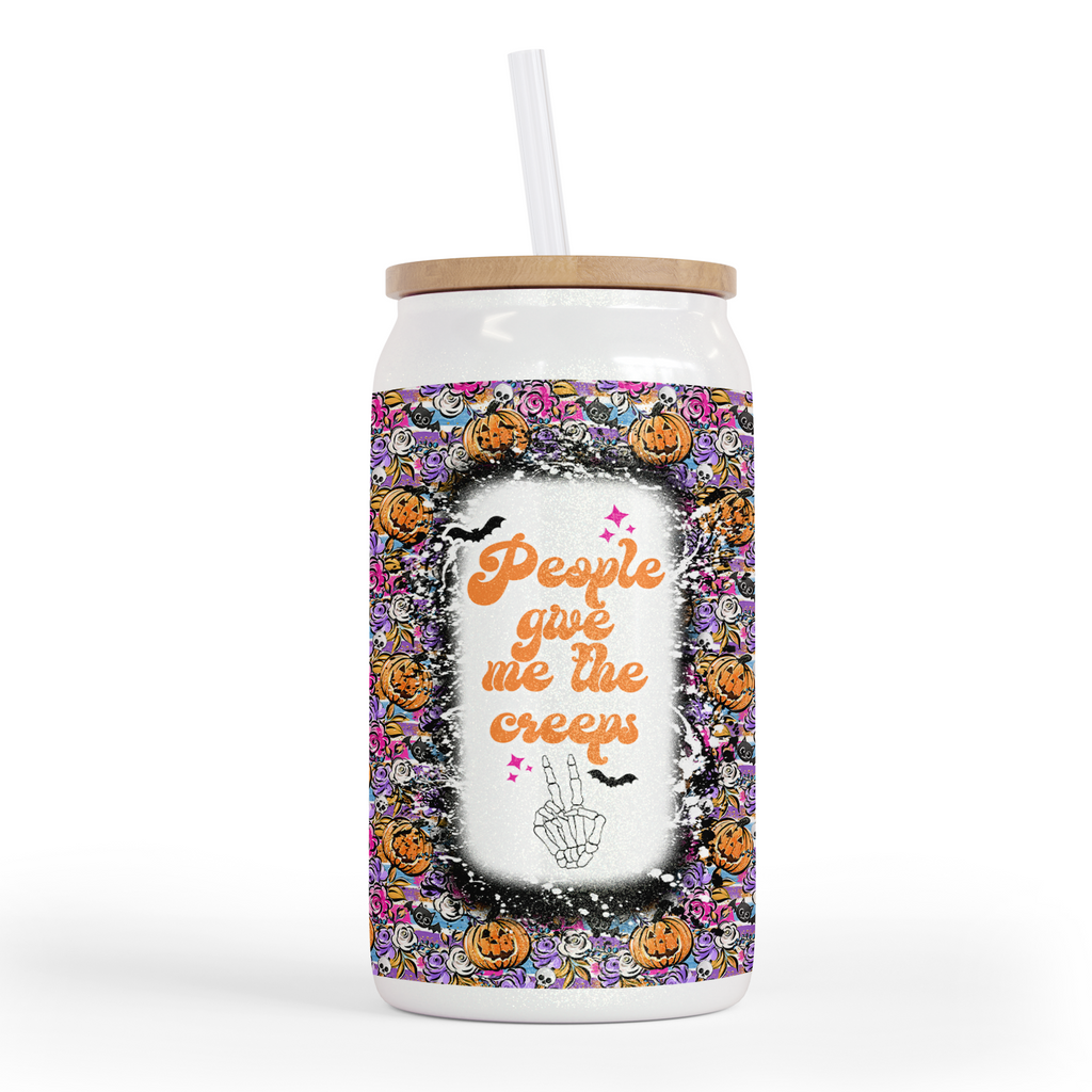 People Give Me The Creeps 16 Oz Shimmer  Glass Jar
