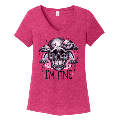 I'm Fine Skeleton Women's V-Neck (Ladies Fit)