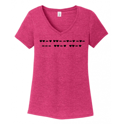 Fuck Off Morse Code (Hearts) Women's V-Neck (Ladies Fit)