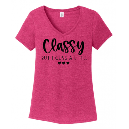 Classy But I Cuss A Little Women's V-Neck (Ladies Fit)